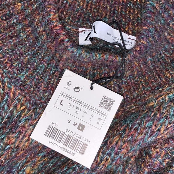 ZARA Mohair Roses & Ruddle Multi Colour Knit Mockneck Sweater - Picture 13 of 13